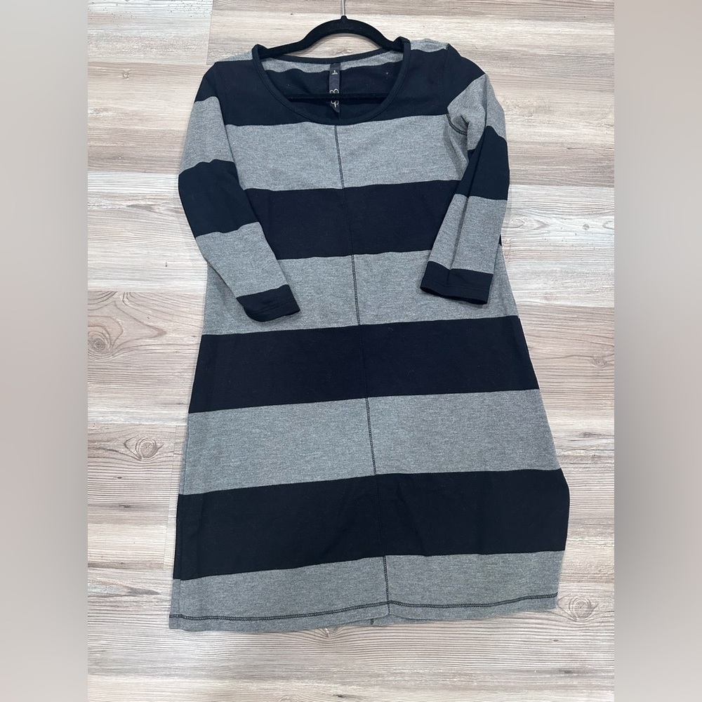 Jessica Simpson Black and Gray Striped Dress